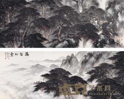 黎雄才 1982年作 万壑松云图 镜心 142×732cm